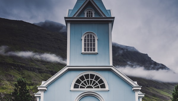 Cathedral interior with stained glass